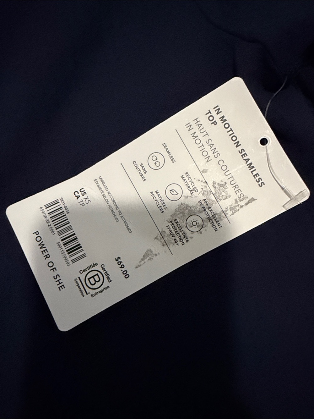 Athleta In Motion Seamless Long Sleeve Top - Navy